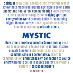 Infographic with words associated with the Spiritual Mystic SolePath