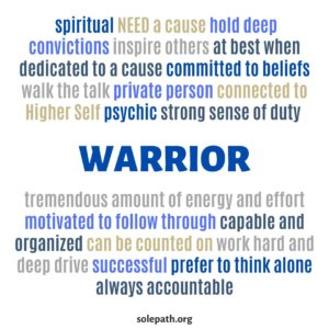 Infographic with words associated with the Spiritual Warrior SolePath